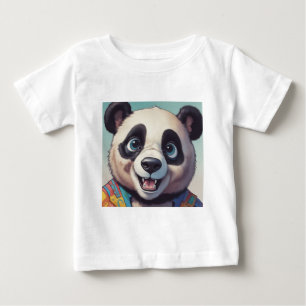 Camiseta Para Bebê Arte de Desenho de Panda em Cartoon