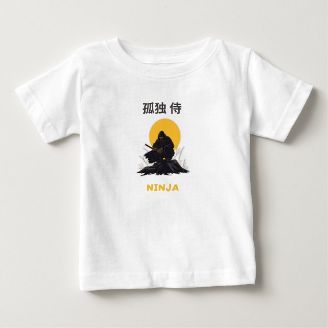 Camiseta Para Bebê Arte de Design de Samurai Ninja Solitário (Frente)