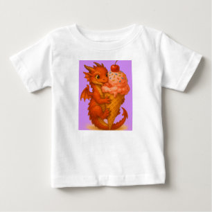 Camiseta Para Bebê Arte de fantasia do sorvete de um dragão de bebê d