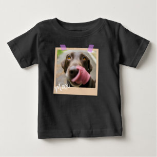 Camiseta Para Bebê Arte de Foto Estilo Polaroid de Cachorro Fofo