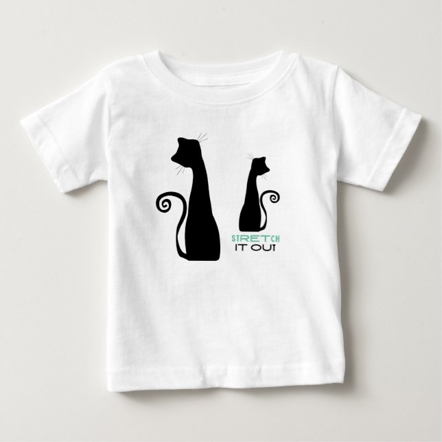 Camiseta Para Bebê Arte de gato preto (Frente)