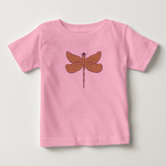 Camiseta Para Bebê Arte de Ilustração de Libélula (Frente)