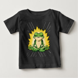 Camiseta Para Bebê Arte de Meditação do Sapo Zen Super Saiyan Glow