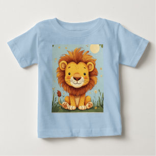 Camiseta Para Bebê Arte de parede de leão de desenho animado para cri