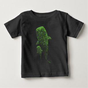 Camiseta Para Bebê Arte de Partículas de Tubarão Baleia Radiante