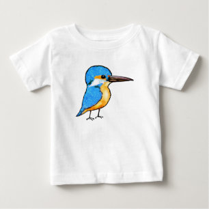 Camiseta Para Bebê Arte de Pássaro Azul Cute Kingfisher