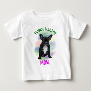 Camiseta Para Bebê Arte de pintura a óleo de água de mãe Bulldog Fran