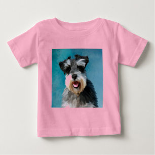 Camiseta Para Bebê Arte de pintura em aquarela do Schnauzer Miniatura