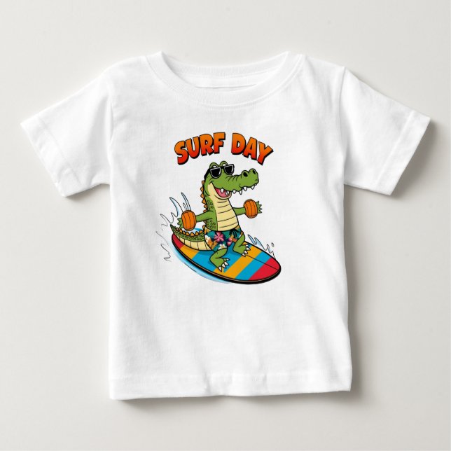 Camiseta Para Bebê Arte de Praia de Verão Divertida (Frente)