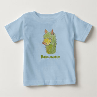 Camiseta Para Bebê Arte de rosto de alpaca fofa