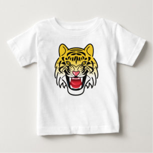 Camiseta Para Bebê Arte de Rosto de Tigre Sorridente-21876