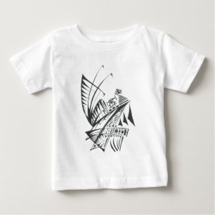 Camiseta Para Bebê Arte de Tatuagem Tribal Abstrato Preto e Branco do