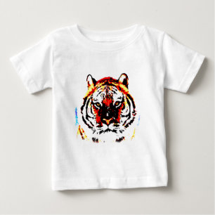 Camiseta Para Bebê Arte de Tigre Selvagem