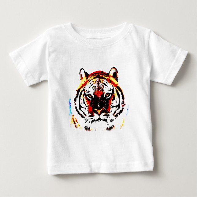 Camiseta Para Bebê Arte de Tigre Selvagem (Frente)