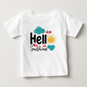 Camiseta Para Bebê Arte Desenhada à Mão Bonita - Texto Sol Alô