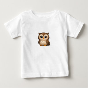 Camiseta Para Bebê Arte Digital Cartoon Olhos Grandes Coruja Fofa Mar