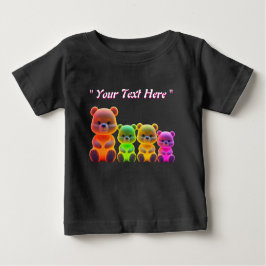 Camiseta Para Bebê Arte Digital da Família Neon Bear