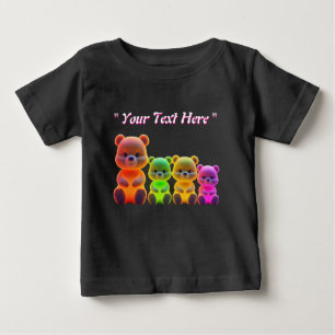 Camiseta Para Bebê Arte Digital da Família Neon Bear