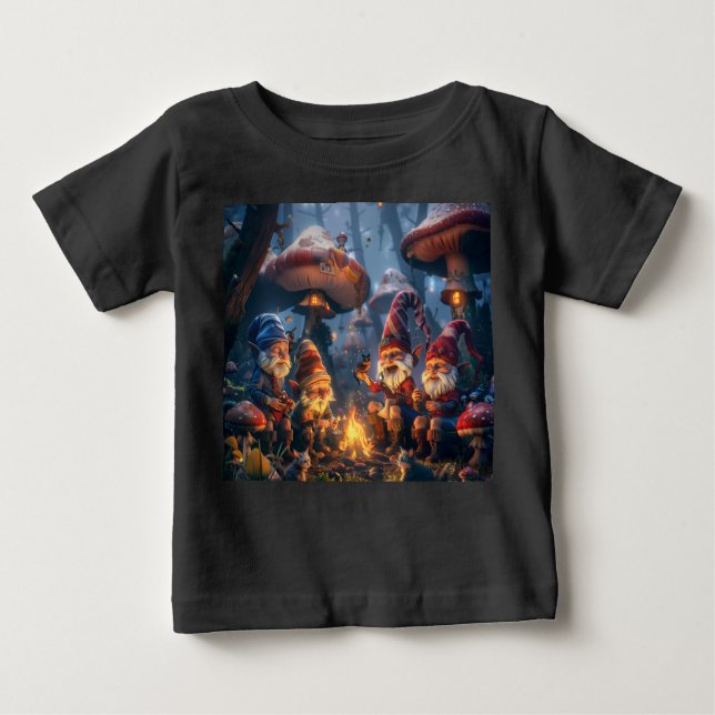 Camiseta Para Bebê Arte Digital Feliz Gnomos (Frente)