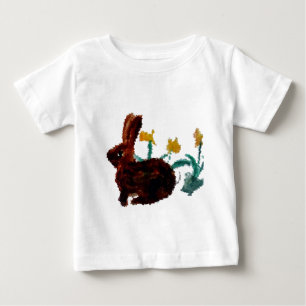 Camiseta Para Bebê Arte do Daffodil do coelho do primavera