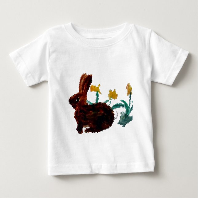 Camiseta Para Bebê Arte do Daffodil do coelho do primavera (Frente)