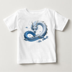 Camiseta Para Bebê Arte do Dragão Azul   Estética de Fantasia Mítica 