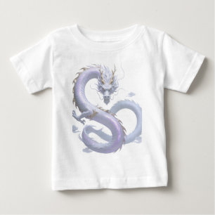 Camiseta Para Bebê Arte do Dragão Branco Estética de Fantasia Mític
