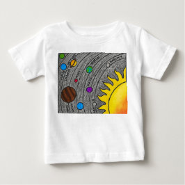 Camiseta Para Bebê Arte do Sistema Solar Desenhada à Mão – Aprenda Es