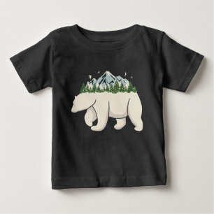 Camiseta Para Bebê Arte do Urso Polar da Floresta de Montanha Norte S