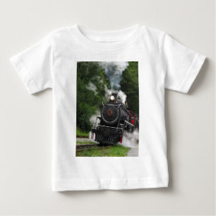 Camiseta Para Bebê arte dos carris do comboio a vapor das estações fe