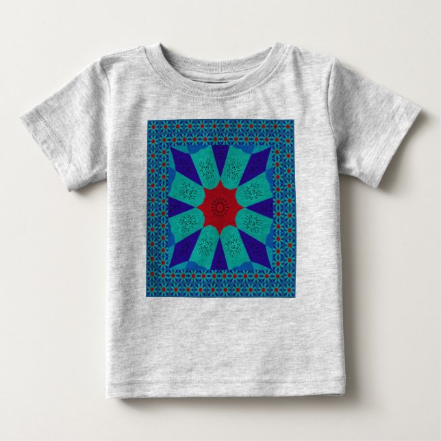Camiseta Para Bebê Arte Egípcia Antiga: Um Mandala Vibrante. (Frente)