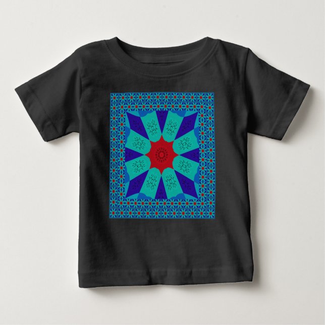 Camiseta Para Bebê Arte Egípcia Antiga: Um Mandala Vibrante. (Frente)