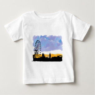Camiseta Para Bebê Arte em linha de horizonte de Londres, presentes q