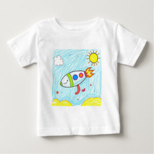 Camiseta Para Bebê Arte espacial divertida com Doodle Colorida