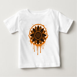 Camiseta Para Bebê Arte Floral de Girassol Moderno Abstrato da Nature