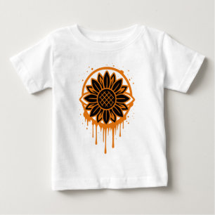Camiseta Para Bebê Arte Floral de Girassol Moderno Abstrato da Nature