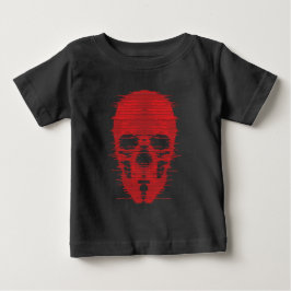 Camiseta Para Bebê Arte Glitch da Caveira Vermelha