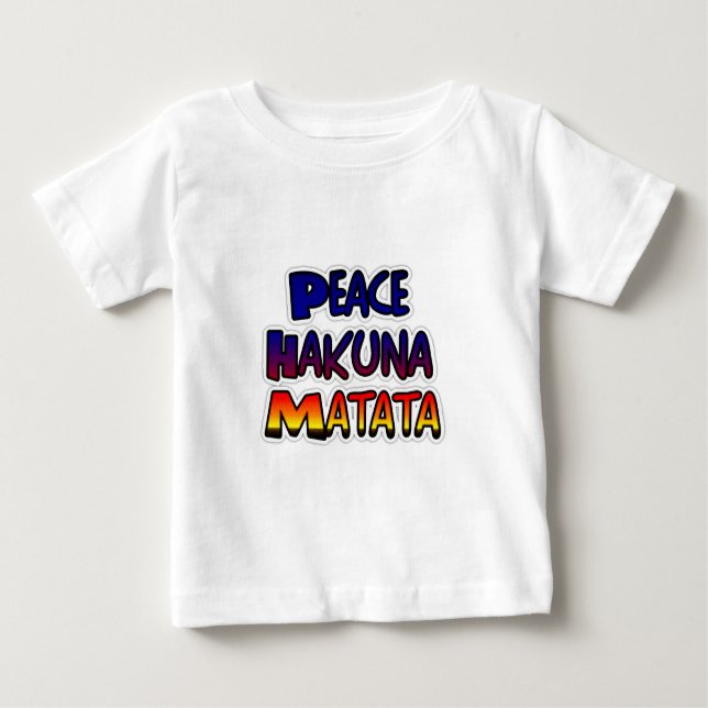 Camiseta Para Bebê Arte Gradiente da Paz de Hakuna Matata (Frente)