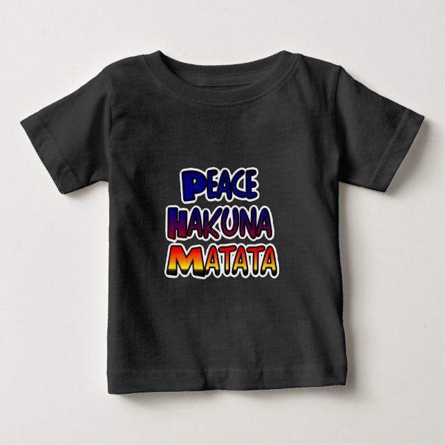 Camiseta Para Bebê Arte Gradiente da Paz de Hakuna Matata (Frente)