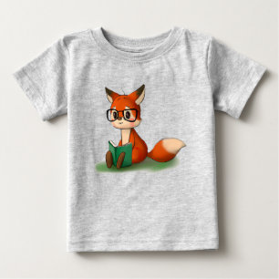 Camiseta Para Bebê Arte Gráfica Bela Fox Animal Art Storybook