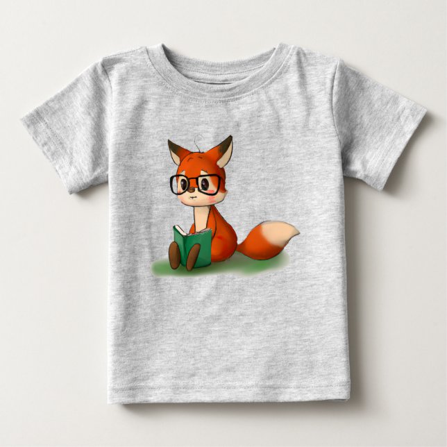 Camiseta Para Bebê Arte Gráfica Bela Fox Animal Art Storybook (Frente)