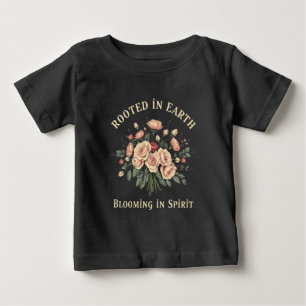 Camiseta Para Bebê Arte Gráfica de Buquê de Rosa Vintage Enraizado na