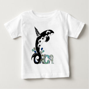 Camiseta Para Bebê Arte Liberdade das Orcas
