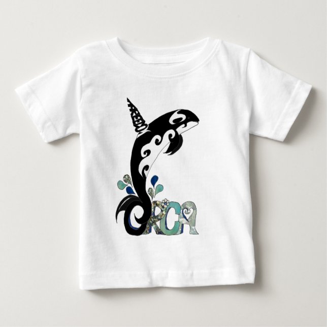 Camiseta Para Bebê Arte Liberdade das Orcas (Frente)