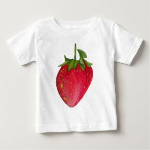 Camiseta Para Bebê Arte macro de fruta aquosa Juicy Strawberry