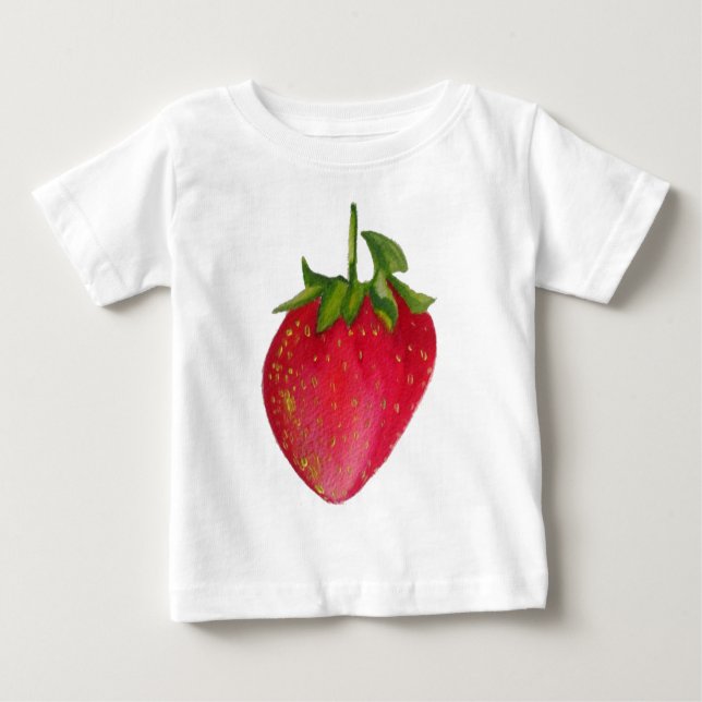 Camiseta Para Bebê Arte macro de fruta aquosa Juicy Strawberry (Frente)
