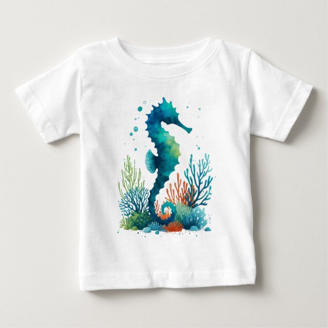 Camiseta Para Bebê Arte marítima náutica/praia/costeira (Frente)