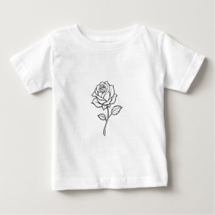 Camiseta Para Bebê Arte Minimalista de Linha de Rosa Floral Elegante