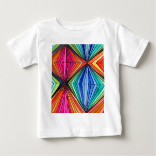 Camiseta Para Bebê Arte Óptica Geométrica do Arco-Íris