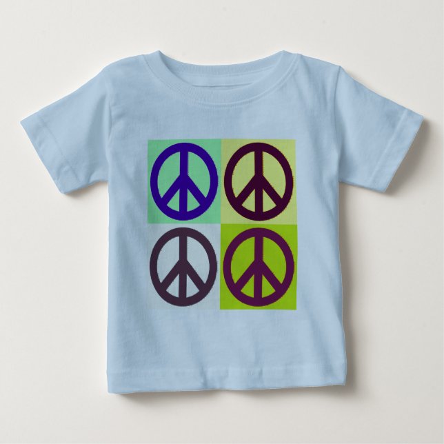 Camiseta Para Bebê Arte Pop com Símbolo da Paz (Frente)